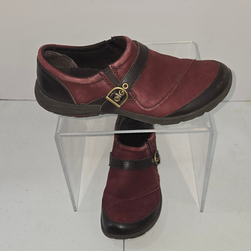 Merrell J42588 Deep Red Espresso Leather Buckle Slip On Shoes Womens 8.5